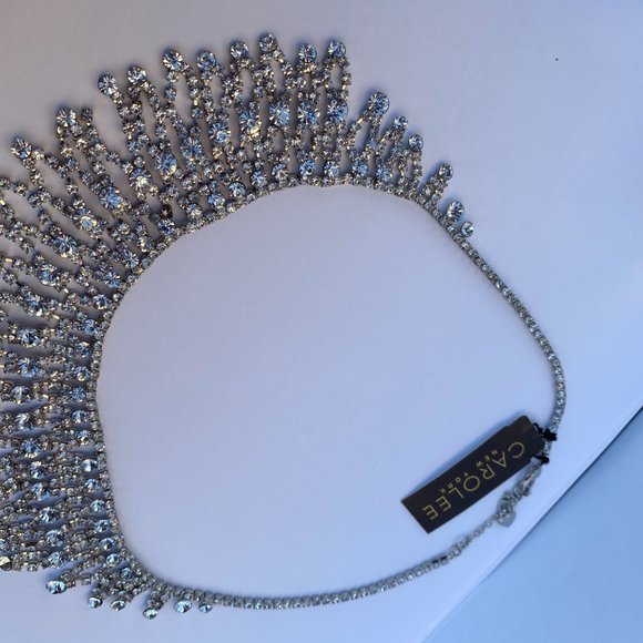 Carolee Silver Encrusted Diamond Stone Necklace - Picture 2 of 5